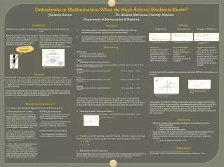 Definitions in Mathematics: What do High School Students Know?