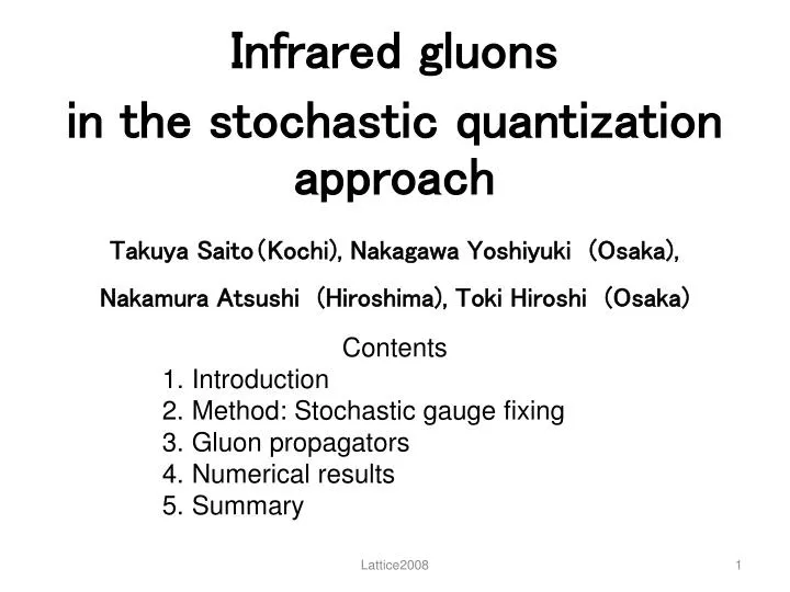 infrared gluons in the stochastic quantization approach