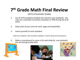 7 th Grade Math Final Review (20 % of Semester Grade)