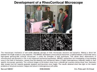 Development of a RheoConfocal Microscope