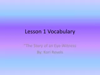 Lesson 1 Vocabulary