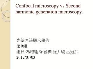 Confocal microscopy vs Second harmonic generation microscopy.