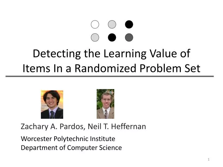 detecting the learning value of items in a randomized problem set