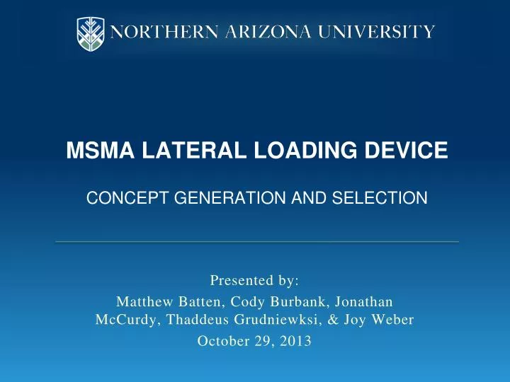 msma lateral loading device concept generation and selection