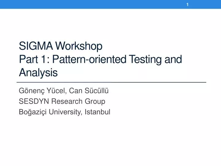sigma workshop part 1 pattern oriented testing and analysis