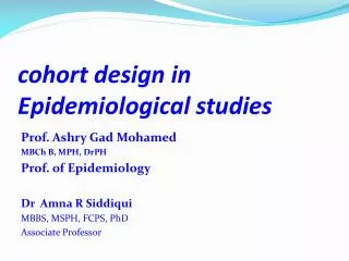 cohort design in Epidemiological studies