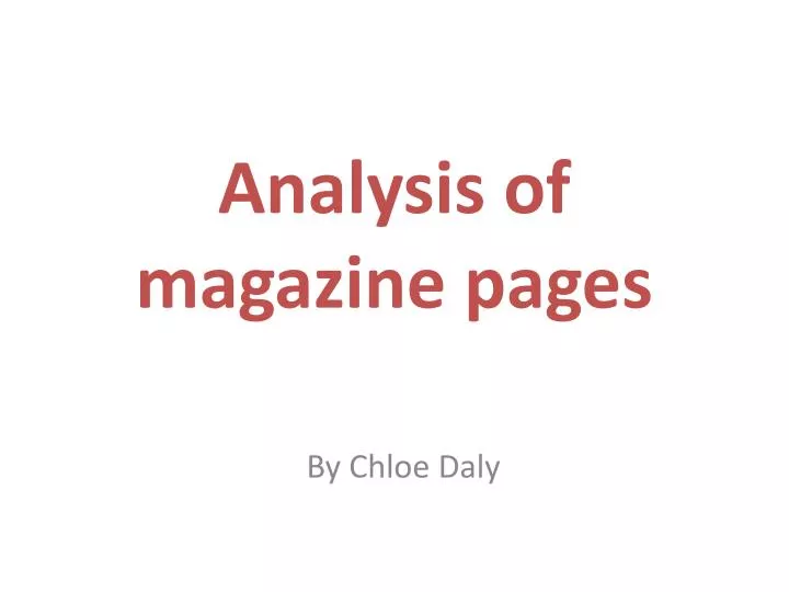 analysis of magazine pages