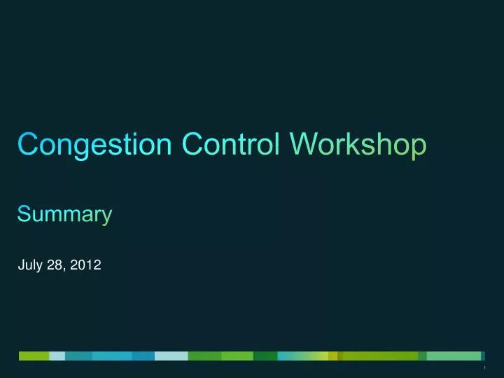 congestion control workshop summary