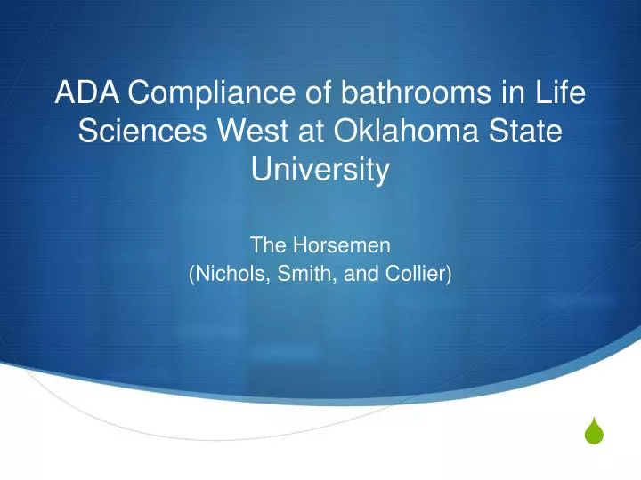 ada compliance of bathrooms in life sciences west at oklahoma state university