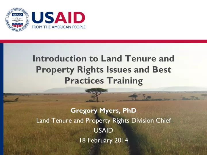 introduction to land tenure and property rights issues and best practices training