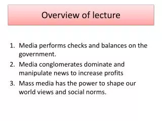 Overview of lecture
