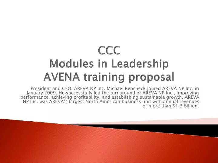 ccc modules in leadership avena training proposal