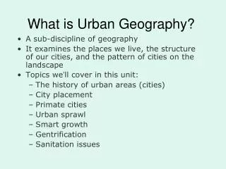 What is Urban Geography?