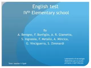 English test IV th E lementary school