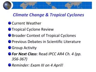 Climate Change &amp; Tropical Cyclones