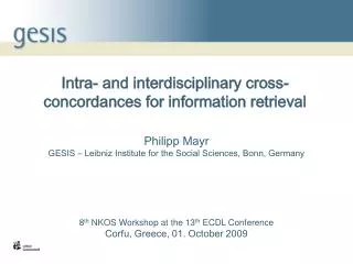 Intra- and interdisciplinary cross-concordances for information retrieval