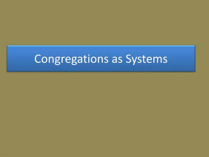 congregations as systems