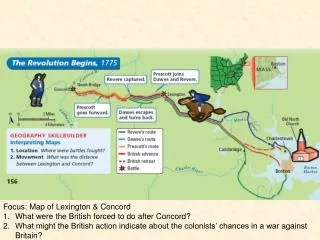 Focus: Map of Lexington &amp; Concord What were the British forced to do after Concord?
