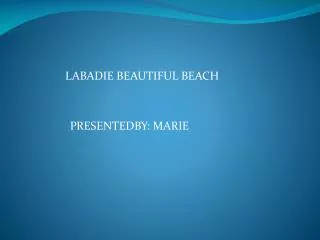 LABADIE BEAUTIFUL BEACH PRESENTEDBY: MARIE