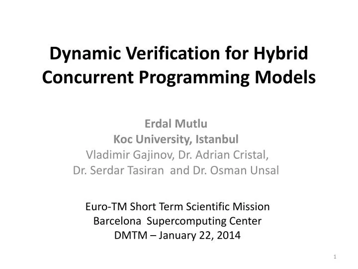 dynamic verification for hybrid concurrent programming models