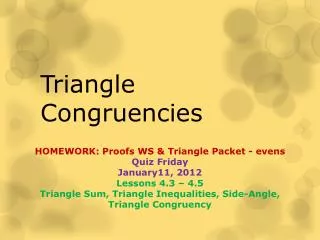 Triangle Congruencies