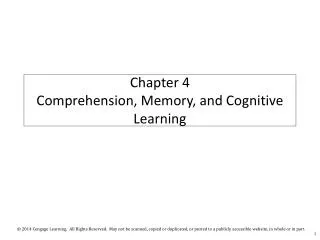 Chapter 4 Comprehension, Memory, and Cognitive Learning