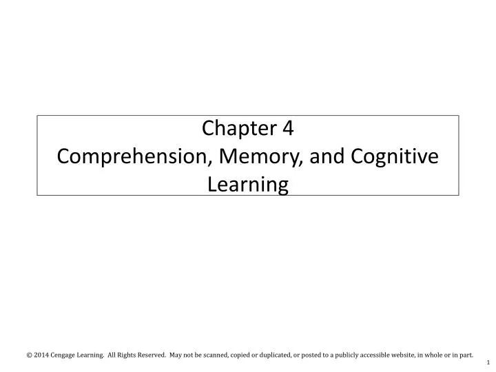 chapter 4 comprehension memory and cognitive learning