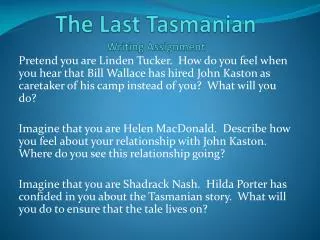 The Last Tasmanian Writing Assignment