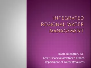 Integrated Regional Water Management