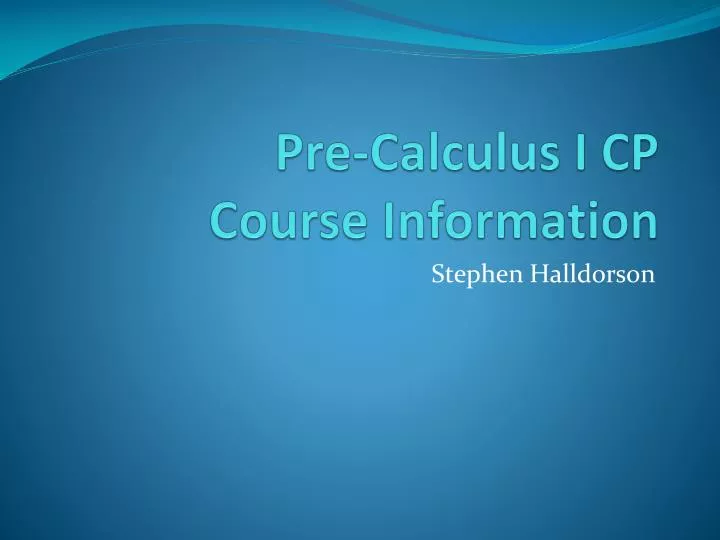 pre calculus i cp course information