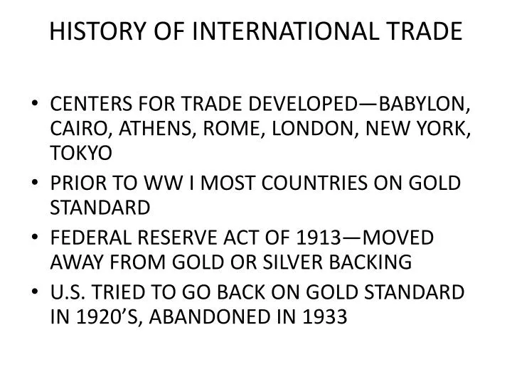 history of international trade