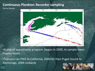 Continuous Plankton Recorder sampling Sonia Batten