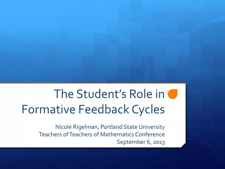 the student s role in formative feedback cycles