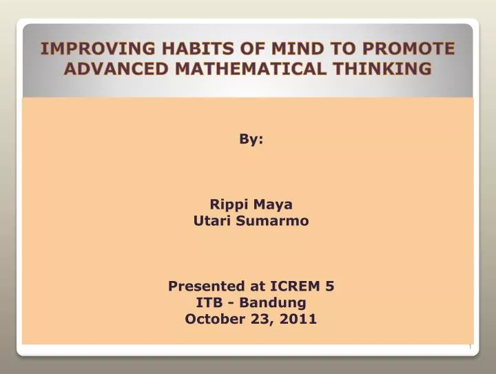 improving habits of mind to promote advanced mathematical thinking