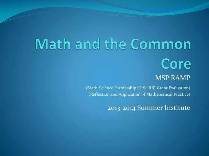 math and the common core