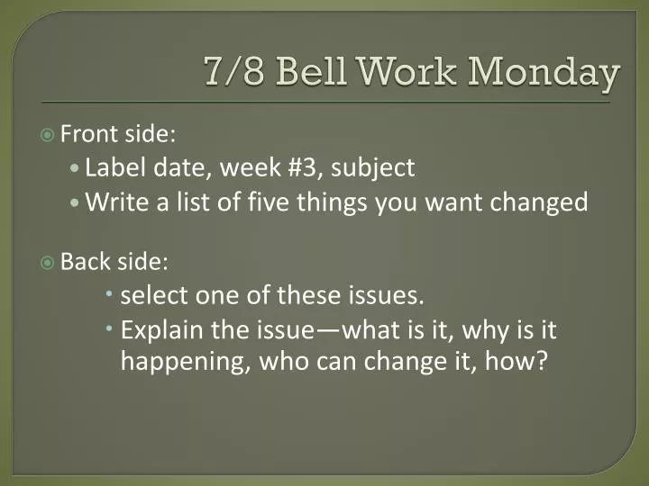 7 8 bell work monday