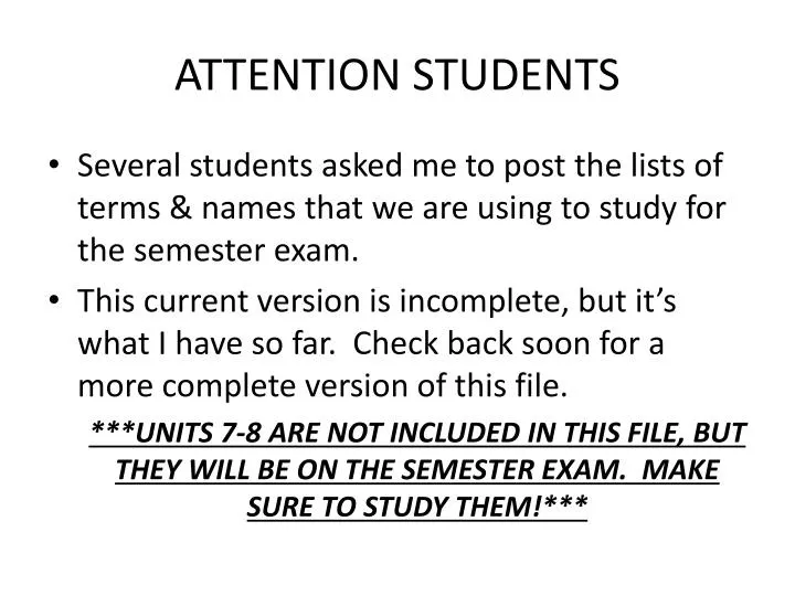 attention students