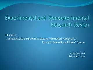 Experimental and Nonexperimental Research Design