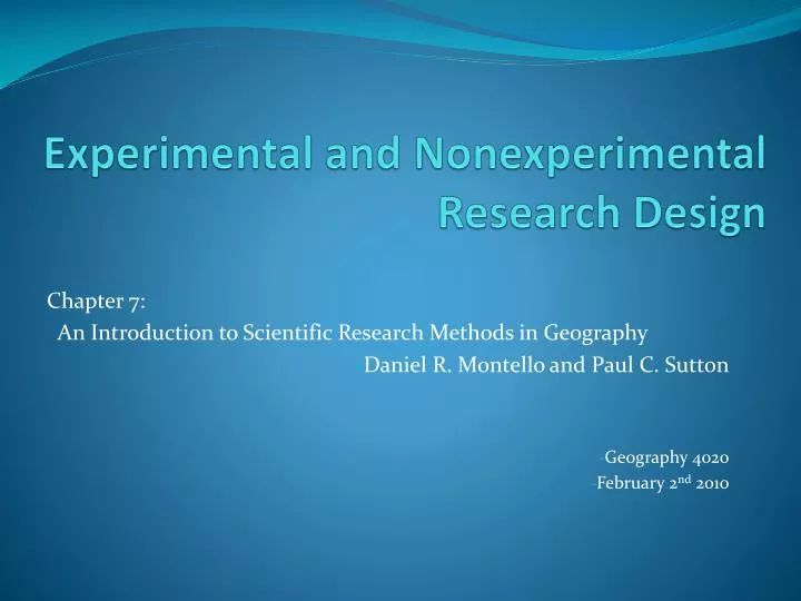 experimental and nonexperimental research design
