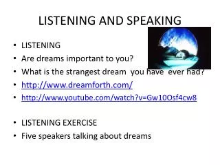 LISTENING AND SPEAKING