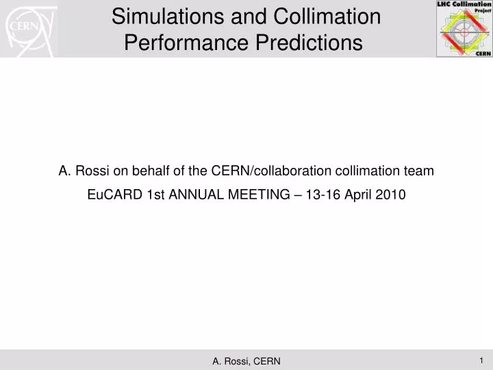 simulations and collimation performance predictions