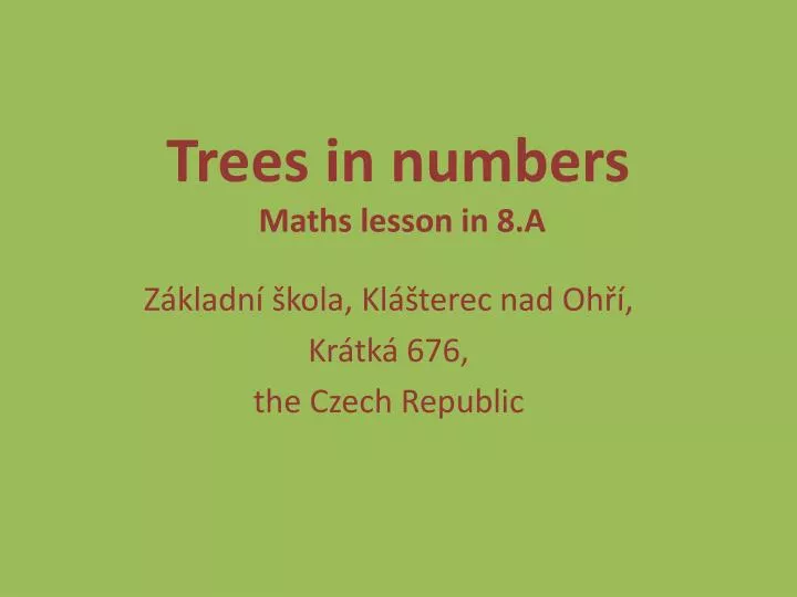 trees in numbers maths lesson in 8 a