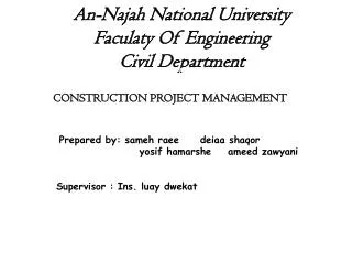 An- Najah National University Faculaty Of Engineering Civil Department