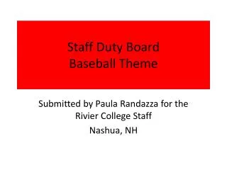 Staff Duty Board Baseball Theme