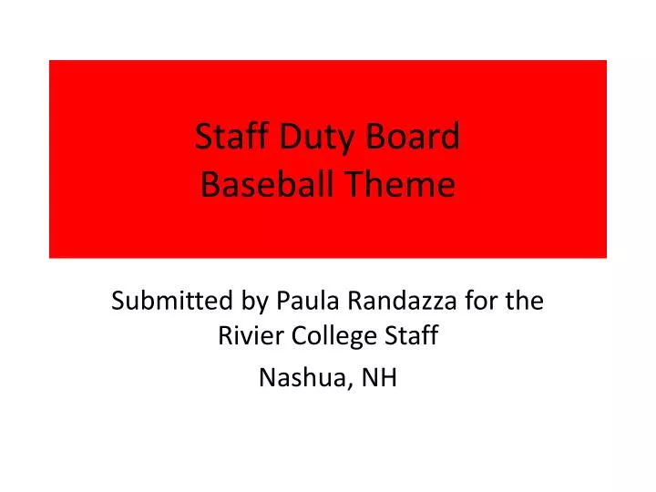 staff duty board baseball theme