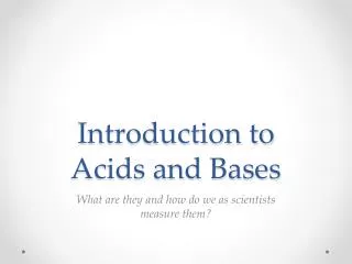 introduction to acids and bases