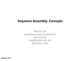 Sequence Assembly: Concepts
