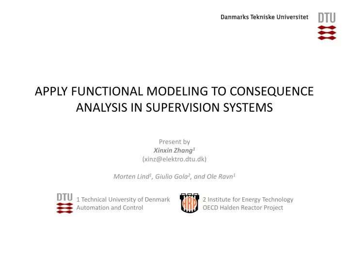 apply functional modeling to consequence analysis in supervision systems