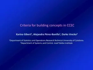 Criteria for building concepts in CCEC