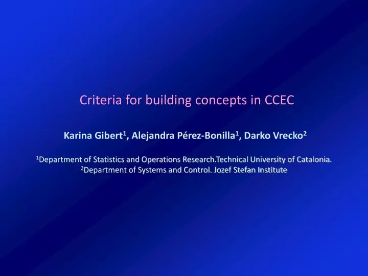 criteria for building concepts in ccec